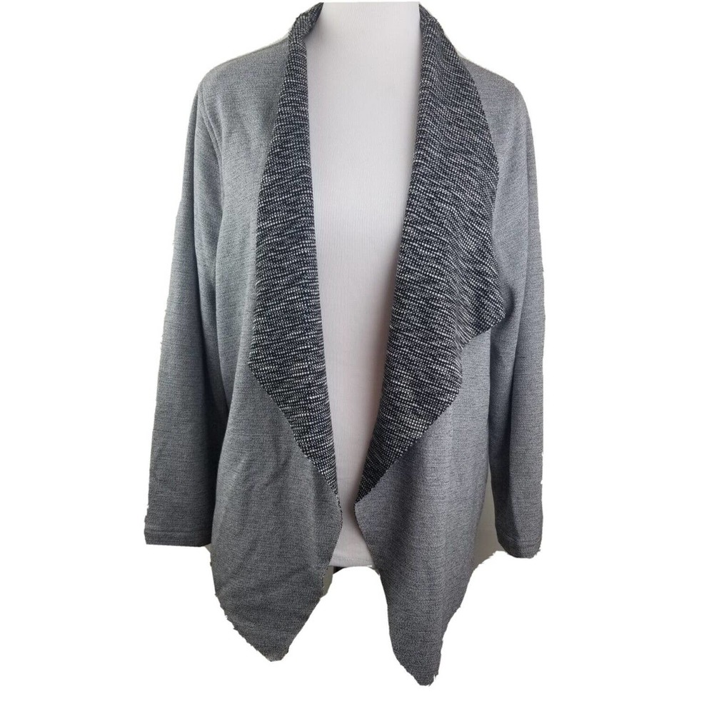 OF MERCER Reade Reversible Knit Cardigan Jardigan Gray Plus‎ Size 1X Knit